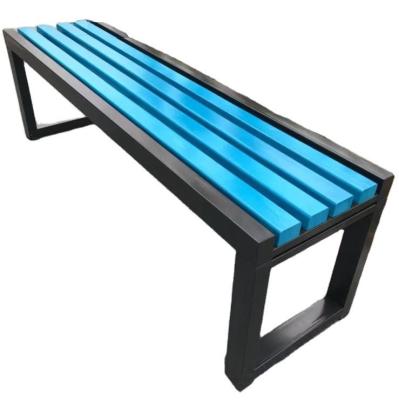 China Garden Solid Wood Slats Bench Park Waiting Benches With Steel Frame for sale