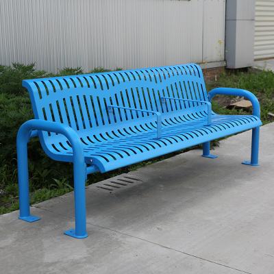 China Garden Stainless Steel Blue Bench Outdoor Leisure Park Seat With Back Rest for sale