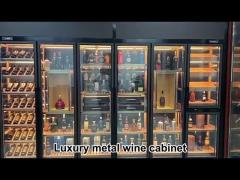 Modern Living Room Wine Storage Cabinet Stainless Steel Metal Frame With Glass