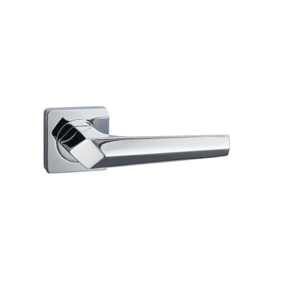 China Modern Simple Design Zinc Alloy Sliver Lever Square Interior Home Door Handles for sale