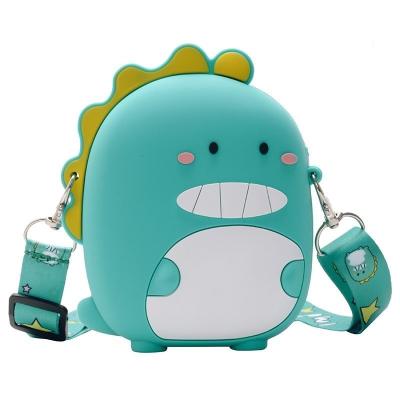 China Best Selling 2023 Fashion Women Handbags Cartoon Shoulder Body One Cute Dinosaur Shape Girls Silicone Purse and Bags for Kids for sale