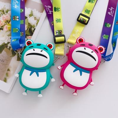 China High Quality Wholesale Cartoon Cute Frog Single Shoulder Kids Bags With Straps Cross - Body Girls Invent Purse Silicone Soft Wallet For Kids for sale