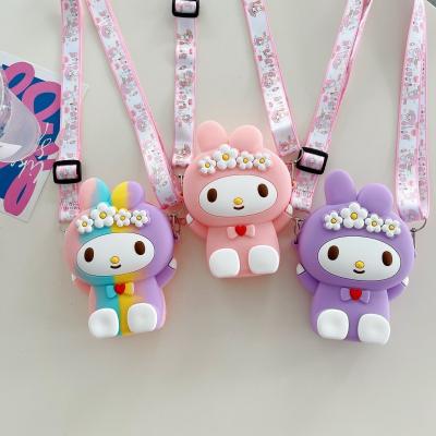 China Factory direct supply silicone women wallet daily used cute kids invent simple purse cross one - body girls cartoon waterproof handbags for sale