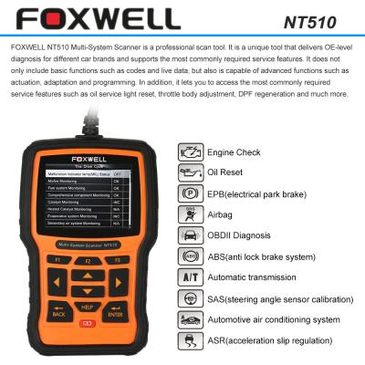 China Hulpmiddel van het de Auto het Kenmerkende Aftasten van FOXWELL NT510 OBDII, de Lezersscanner van de Multisysteemcode Te koop