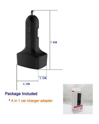 China 4 In 1 Car Charger Dual USB 5V 3.1A Vehicle LED Display For Phone / GPS / MP3 for sale