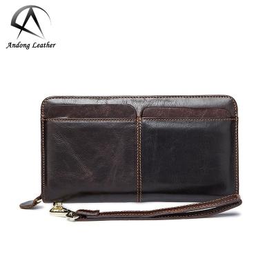 China Long RFID Wallet Purse For Men Genuine Cow Leather Fashion Business Clutch Bag Purse Handbag The Casual Retro for sale