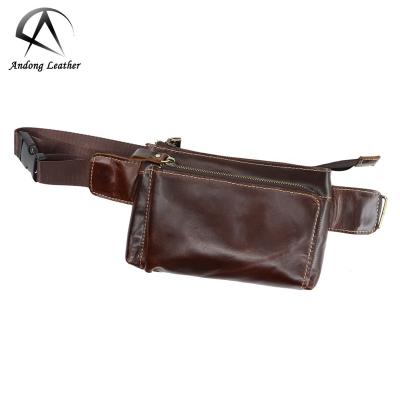 China Water Proof Genuine Leather Waist Pack Trunk Real Cow Leather Shoulder Bags for Men Outdoor Sports Causal Cross - Body Bag Man Fashion Retro for sale