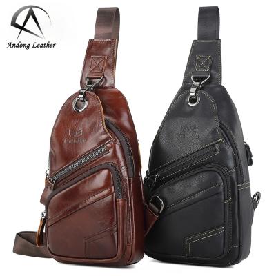 China Vintage Andong Trunk Bags For Men Genuine Genuine Cow Leather Fashion Cross - Body Shoulder Sling Bag Man Outdoor Casual Pack Retro for sale