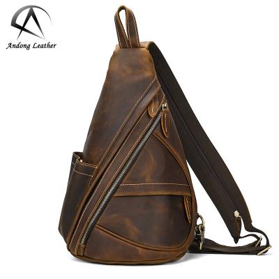 China Andong Retro Crazy Horse GENUINE LEATHER Leather Bag Men Whip Shoulder Bags Cow Genuine Leather for sale