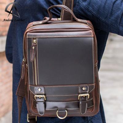 China Large Capacity Andong Leather Backpack For Men Crazy Horse Leather Retro Outdoor Travel Multifunctional Shoulder Bag for sale