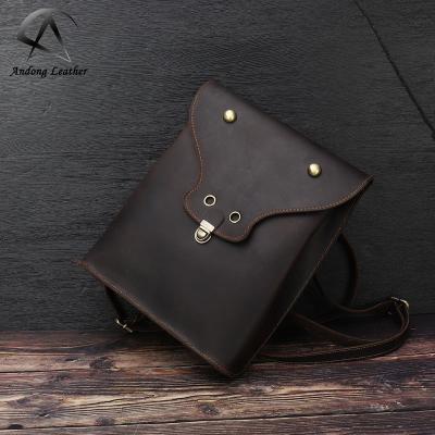 China Andong anti-theft genuine cowhide leather backpack for men's new business handbag large capacity laptop shoulder bag the retro for sale