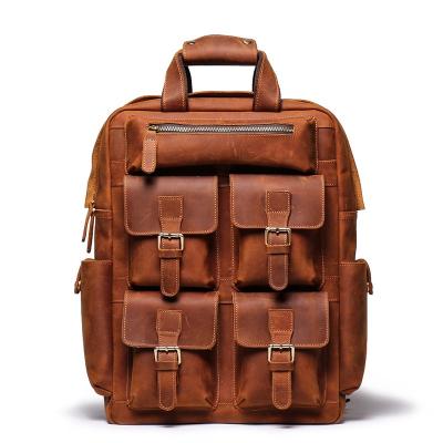 China Men's Cowhide High Capacity Waterproof Backpack Fashion Retro Sling Bag Business Cool New Business Casual Genuine Leather for sale