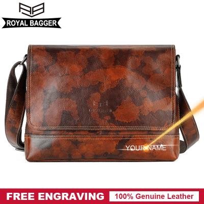 China Royal GENUINE LEATHER Military Style Messenger Bagger Bag for Men Genuine Cow Camouflage Leather Male Shoulder Sling Bags Retro Cool Man Fashion for sale