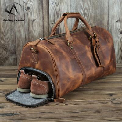 China Vintage Andong Retro Crazy Horse Leather Genuine Leather Travel Bag Large Capacity Cowhide Shoes Gym Shoulder Cross - Body Travel Bags for sale