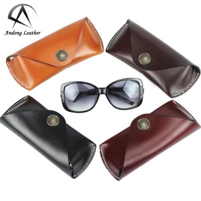 China Cow Andong Leather Handmade Vegetable Tanned Pure Cow Genuine Cowhide Glass Pocket Glass Leather Case Retro Japanese Glass Case Men Pinch for sale