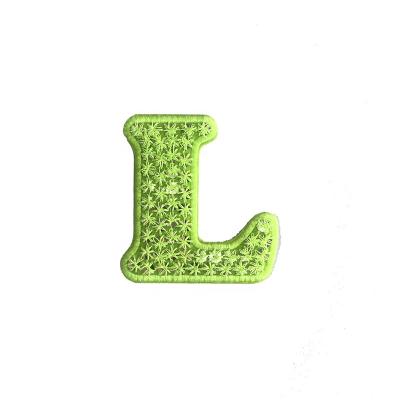 China Sustainable Custom Embroidery Sequin Letter L Patch With Iron On Backing for sale