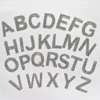 China Hot Selling Silver Clear 3D Rhinestone Letters Crystal Full Alphabet Heat Seal Iron On A-Z 3cm High DIY Garment Accessory for sale