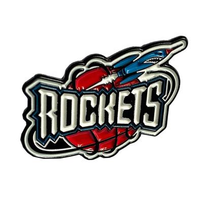 China Europe No Minimum Pin Badge Rockets Logo Rubber Enamel Lapel Pin Badge Zinc Alloy Soft Clutch Die Hit Garment Accessory for sale