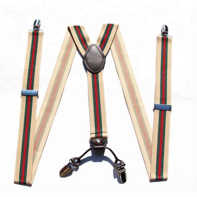 China Garment Promotion Hot Sale Y-Shape Elastic Adjustable Brace 4-Clips Wedding Suspenders for sale