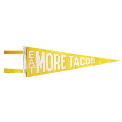 China OEM Custom Hanging Applique Logo Felt Pennant Felt Letter Eat More Tacos Pennant for sale