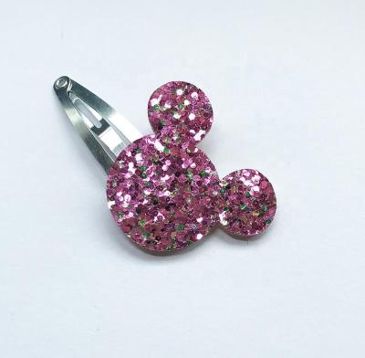 China Lovely Hair Accessory Hot Sale Handmade Mouse Glitter Head Hair Clip For Kids for sale