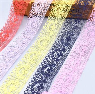 China Eco - Friendly Polyester 4cm Wide Various Color Embroidery Lace Trim Lace Border For Dress for sale