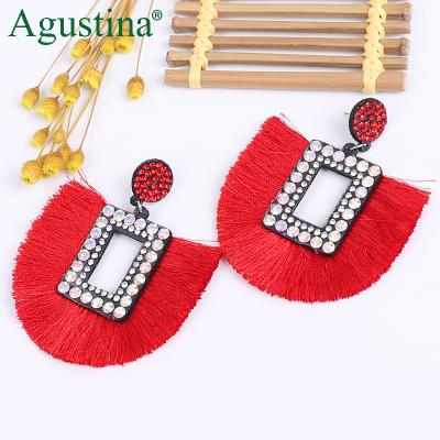 China La BOHEMIA Agustina 2020 Korean Version Fashion Diamond Girl Tassel Diamond Earrings New Bohemian Style Ladies Party Luxury Jewelry for sale