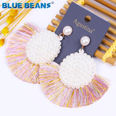 China 2020 BOHEMIA Agustina Tassel Fashion Drop Factory Unique Designs Big Stud Earrings For Women for sale