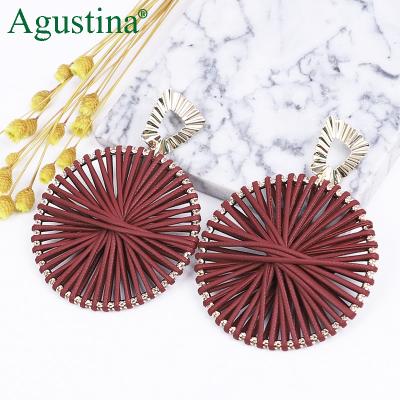 China BOHEMIA Agustina High Quality Classic Circle Earring Jewelry Handmade Leather Korean Dangle Earrings for sale