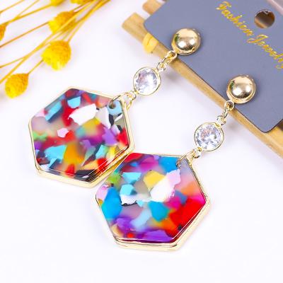 China Korean Acrylic Diamond Fashion Earrings Girl BOHEMIA Party Triangle Agustina Bohemian New Lady Jewelry Inlaid Earrings for sale