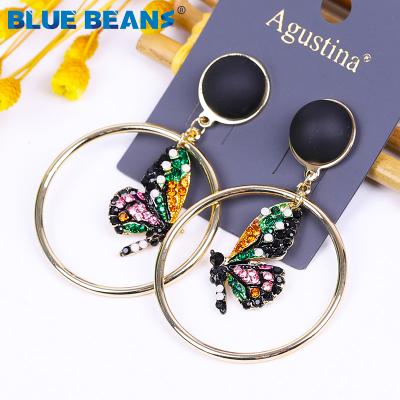 China 2021 New BOHEMIA Agustina Luxury Metal Butterfly Stud Earrings Dangle Jewelry for sale