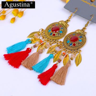 China New Ethnic BOHEMIA style alloy tassel gold drop earrings ladies Agustina earing for sale