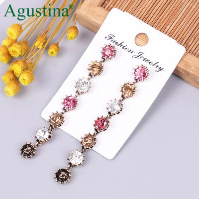 China BOHEMIA Agustina 2020 New Crystal Long Earrings Fashion Korean Jewelry For Women Gift Dangle Earring Party Rhinestone Cross Earrings for sale