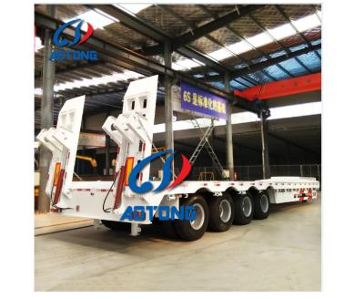 China Others Tri axles universal utility heavy duty trailers 80 tons lowbed semi trailer with ramp and side walls for sale