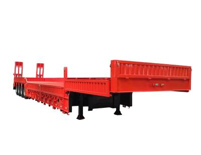 China Hot sale 3 axles semi truck trailer 40 cu ft low bed lowbed trailer 45ton axle semi trailer dimensions for sale