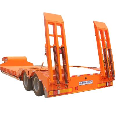 China Low Bed Trailer 2 Axles 100 Ton Low Bed Trailer 2 Lines 4 Rows Low Bed Trailer Excavator Loader Lowbed Truck Trailer for sale