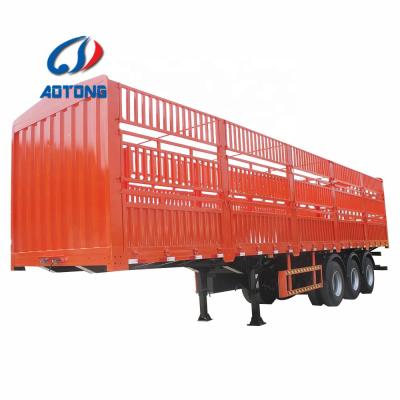 China Truck Trailer 3 Axle Stake Semi Trailer 45ton Cattle Transport Fence Semi Trailer for sale