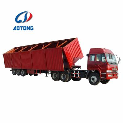 China Truck Trailer 3 Axles 60ton Hydraulic Cylinder Side Dump Heavy Duty Semi Trailer Self Dump Side Tipper Trailer for sale