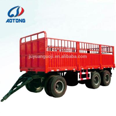 China Truck Trailer 2 Axle Cargo Fence Full Trailer Drawbar Trailer With Side Panel / Full Trailers for sale