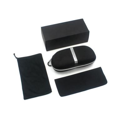 China EVA Black Sunglasses Case Box Pockets Cleaning Cloth Eyewear Packaging for sale