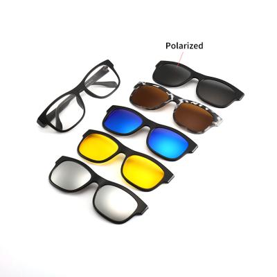 China Eyewear Superhot Fashion Sunglasses 2203A Magnetic 5 in 1 Sunglasses Set Clip on Eyeglasses Frames for sale