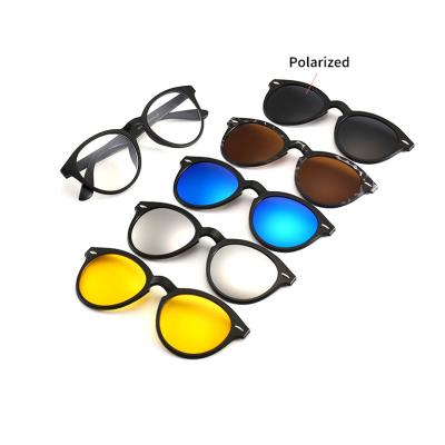 China Fashion Sunglasses 2205A Eyewear Superhot Round Clip On Sunglasses Set Magnetic Glasses Frames for sale