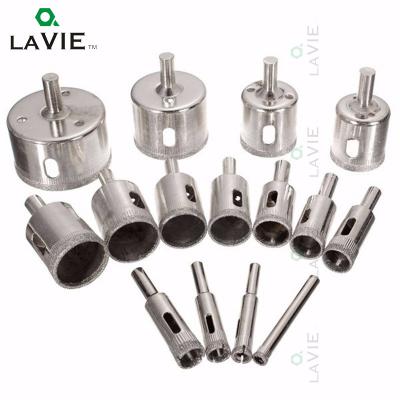 China Used For Trimming And Carving Wood LA GROW 15pcs Glass Hole Saws Set 6mm-50mm Diamond Drill Bit Holesaw Tile Ceramic Marble Hole Saws Machine Tool Accessories DB02053 for sale