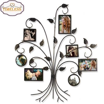 China factory direct 7 openings metal tree photo picture frame with 7 openings for sale