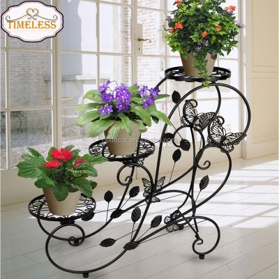 China With Butterfly 3 Tier Decorative Hot Sale 2017 Fashion Metal Painting Flower Pot Frame Holder New for sale