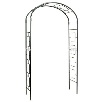 China Easily Assembled New Design Black Color Wrought Iron Garden Arch for sale