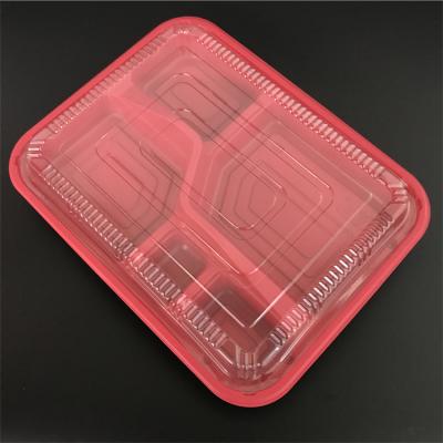 China Disposable Blister Quick Food Packaging 3 Compartment Lunch Box Recyclable for sale