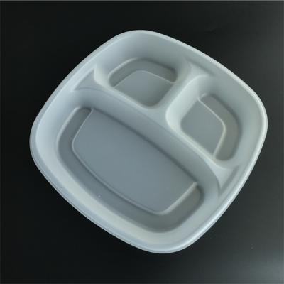 China Recyclable Disposable Plastic Sushi Food 3 Compartment Divided Tray With Lid for sale