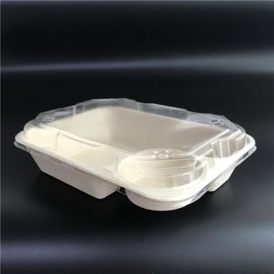 China 3 Compartment Recyclable Cornstarch Lunch Box Biodegradable Fast Food Box for sale