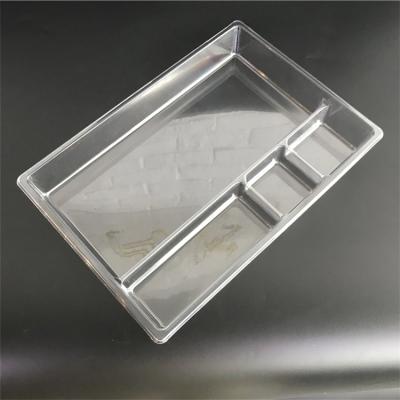 China High Quality Disposable Clear Divided Clear PET Recyclable Thermoforming Vacuum Plastic Medical Tray for sale